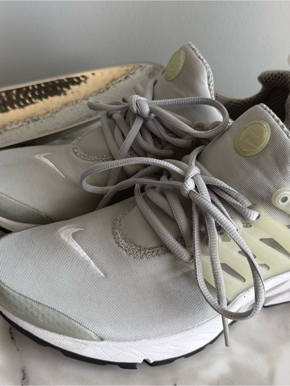 Nike Kids Light Grey and Off-White Sneakers